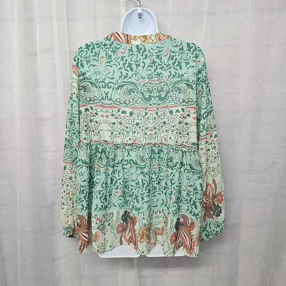 Misslook Blouse Boho Festival Green Floral Cottage Retro Hippie M - Picture 7 of 12